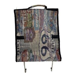 Route 66 Vintage 90s Tapestry Rolling Travel Bag Multicolor Vacation Luggage